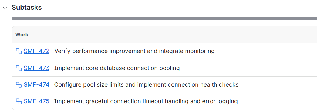 Jira issue showing all generated slice names